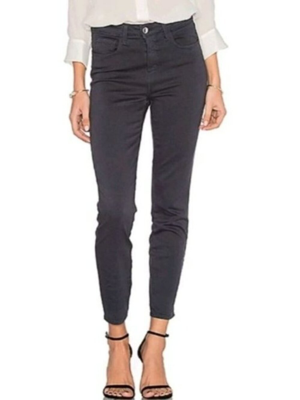 LAgence Womens Black High-Waisted Skinny Jeans Size 27 Cotton Blend USA Made